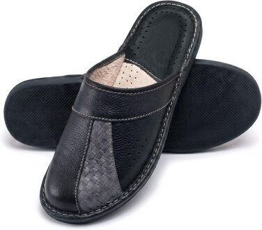 Чоловічі шкіряні домашні капці ESTRO Slipper — зручні та комфортні тапочки для чоловіків, сірі, розмір 46 EU
