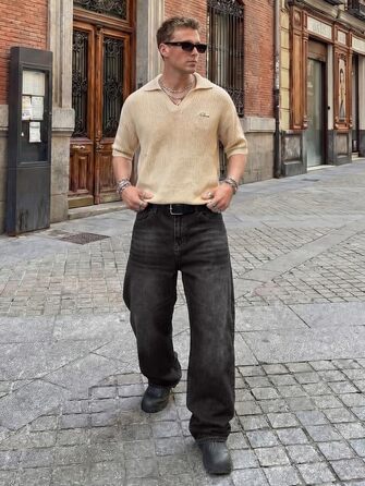 Чоловічі широкі джинси Baggy Y2K JMIERR у стилі streetwear, темно-сірі, розмір L
