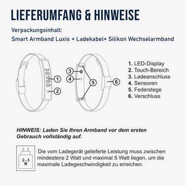 Смарт-годинник Fontastic Smartband Luxis у ювелірному стилі, LED-дисплей, моніторинг пульсу, SpO2 та стресу, трекер сну та крокомір, Bluetooth 5.3, водозахист 1ATM, металевий та силіконовий ремінці (Сірий)
