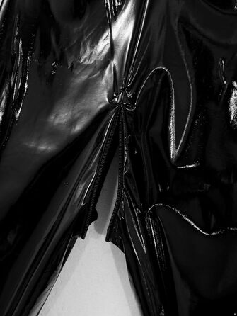 Боді жіноче лаковане Zaldita з довгим рукавом, комбінезон, еротична білизна, клубний одяг, чорний, XL