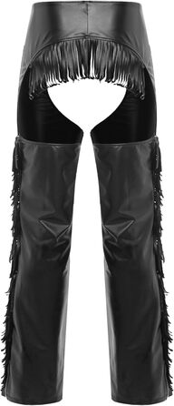 Чоловічі штани з еластичної шкіри (лак) TiaoBug, чорні, XL. Штани з еластичної шкіри, лакові, з бахромою, для вечірок та клубів