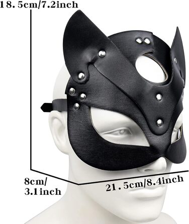 Маска для обличчя SINSEN з екошкіри у вигляді кота - сексуальний аксесуар для косплею, Хелловіну, вечірок та карнавалу, чорна