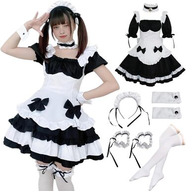 Сукня горничної чорно-біла YushengTai, костюм горничної для косплею, карнавалу, Хелловіну, 3XL