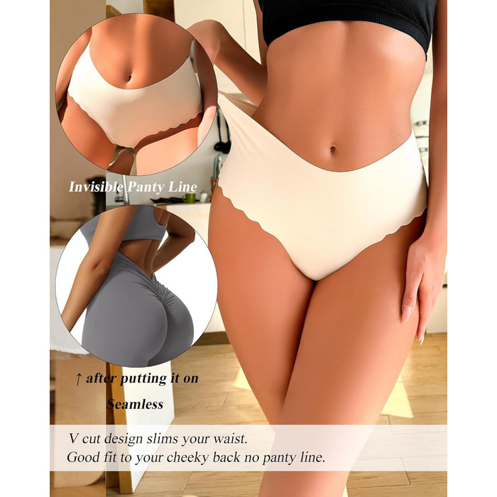 Труси жіночі Sips, висока талія, безшовні, 6 шт. (чорний*3, кольоровий*3), L