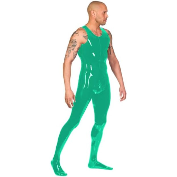 Сексуальний чоловічий фетиш-костюм JQYTEN, комбінезон з металевого штучної шкіри, PVC, розмір S-7XL, яскраво-зелений