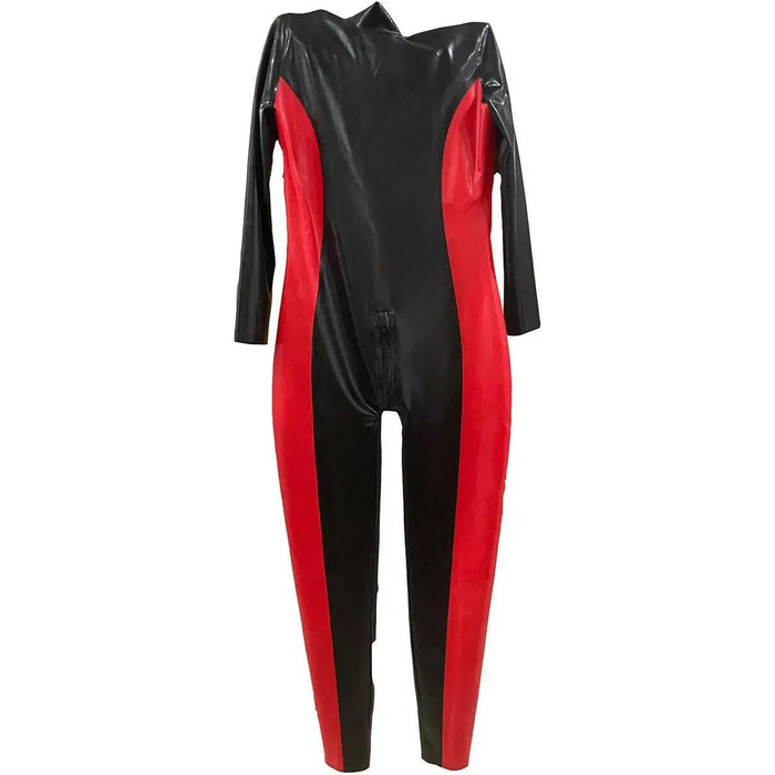 Латексний catsuit GAYLOP: чорно-червоний комбінезон, сексуальний боді, косплей, розмір XL