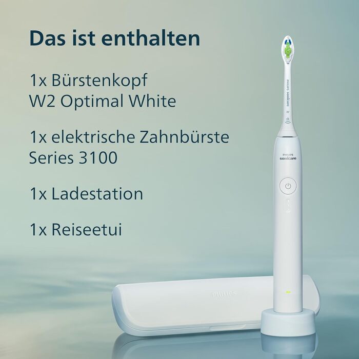 Електрична звукова зубна щітка Philips Sonicare Series 3100 з датчиком тиску та таймером, біла, HX4033/21