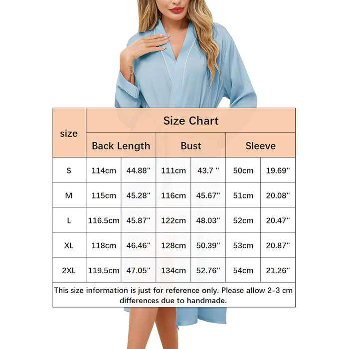 Сatinний халат для жінок, довгий, легкий, з V-подібним вирізом, для вечірки, весілля, сну, кольору небесно-блакитний, розмір L