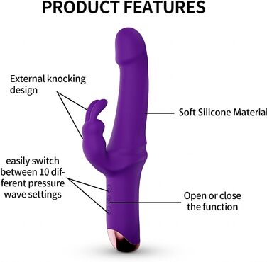 Вібратор Rabbit з силікону для G-точки. 10 режимів вібрації. Чорний колір. Іграшки для дорослих