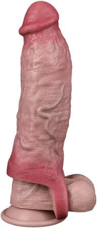 Реалістичний пеніс-чохол з кільцем для яєчок з рідкого силікону - секс-іграшка для чоловіків, збільшення та подовження, для пар