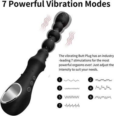Вібратор для анусу JFRong з 7 режимами вібрації та підігрівом - анальні кульки, стимулятор G-точки, для чоловіків, жінок, пар
