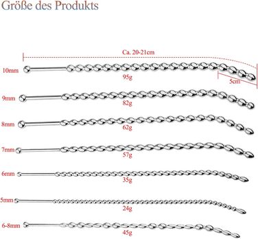 Набір дилататорів для секса з чоловіками BDSMAGE, нержавіюча сталь, 7 шт., 200 мм, для пар, 18+