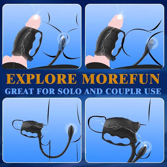 Вібратор для чоловіків з подвійним кільцем для статевого члена та анальним отвором, 2 мотори, 10 режимів, масажер простати, секс-іграшка