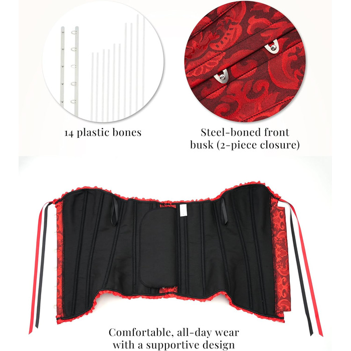 Корсет топ SZIVYSHI для повного бюсту: готичний корсет, бюстгальтер, чорний та червоний