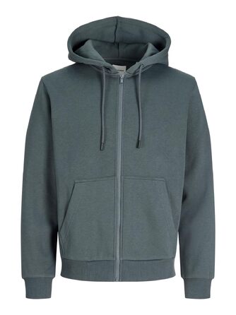 Чоловіча толстовка-худі на блискавці JACK & JONES JJEBRADEY Relaxed Fit, світло-сірий меланж (XXL, Turbulence)