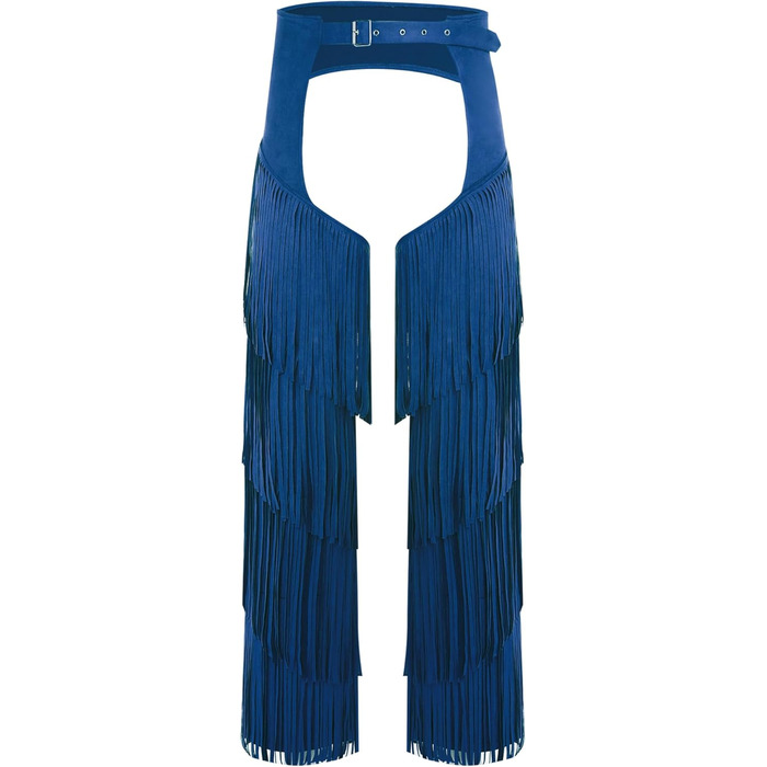 Чоловічі штани-ковбої MSemis з бахромою, відкриті на кроці, для карнавалу, фестивалів та тематичних вечірок, блакитні