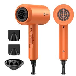 Іонний фен для волосся slopehill 1800W з AC-мотором, дифузором та вузьким соплом, 3 температурних та 2 швидкісних режими, фіолетовий/помаранчевий