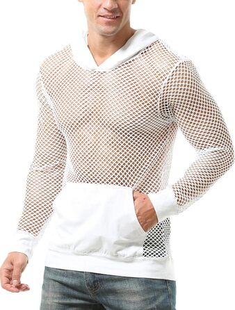 Чоловіча сітчаста сорочка AIEOE, прозора, для клубу, великий розмір XL, білий колір