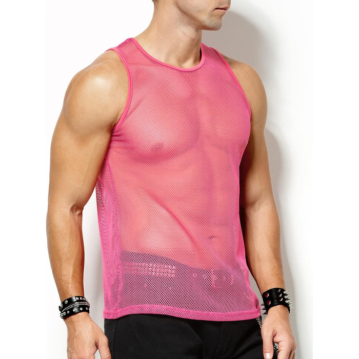 Чоловіча сітчаста майка Casey Herren Netz Tank Top з круглим коміром, Cubwear (L, рожевий A3)