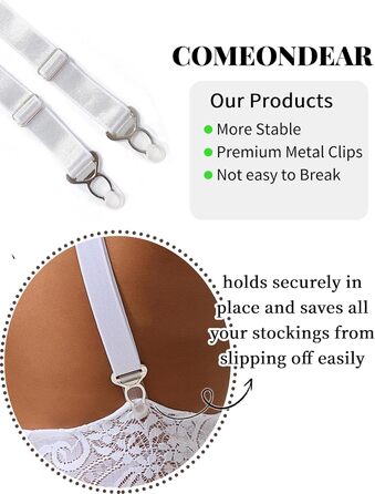 Сексуальний стрінги з кліпсами для жінок, великі розміри, мереживо, широкі стрічки, комплект нижньої білизни, стягуючі панчохи, стрінги з металевими кліпсами, пояси-стрінги, великі розміри (білий, 3XL-4XL)