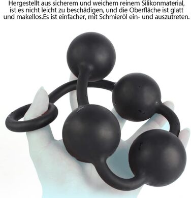 Анальні кулі Guspiun з ланцюгом (4 шт., Ø 60 мм), силікон. Іграшки для анал-сексу, для чоловіків та жінок (золотий)