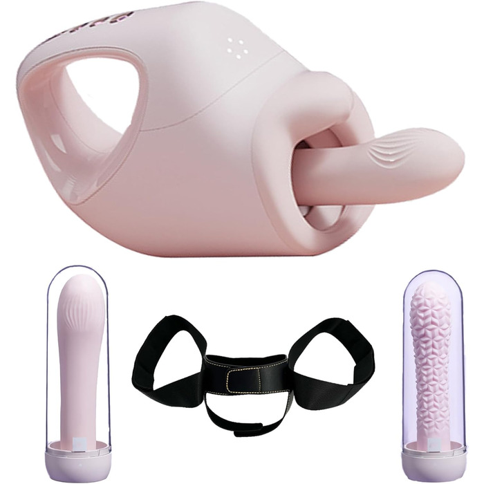 AMAZBEE Sexmaschine з 2 дільдосами: автоматичний вібратор для жінок. Інтимні іграшки для вагінального та анального використання (рожевий)