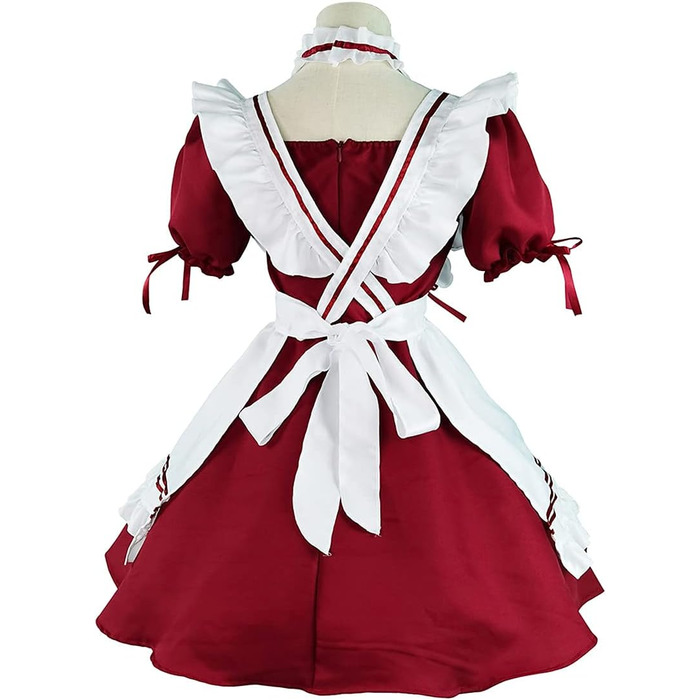 Костюм французької служниці Аніме: Комплект для косплею, костюм на честь Геловіну (Бургунді, M)