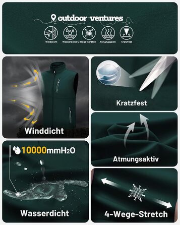 Чоловічий жилет Softshell Outdoor Ventures для велосипеда та активного відпочинку, водонепроникний (XL, темно-зелений)