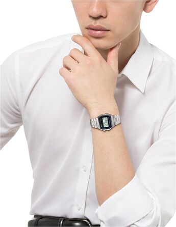 Кварцовий чоловічий годинник Casio Standard A158WA-1JF зі сталевим браслетом, класичний