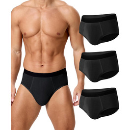 Труси для чоловіків BEENIUBEE від нетримання, 3 шт., бавовна, вбудований всмоктуючий шар 150 мл, багаторазові, витривалі, чорний, L