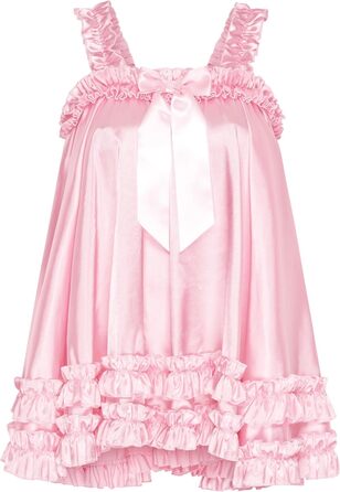 Сукня-комбінезон Satini Dessous з мереживом та рюшами, стиль бебі-дол, для косплею та кросдресу (S, ніжно-рожевий)