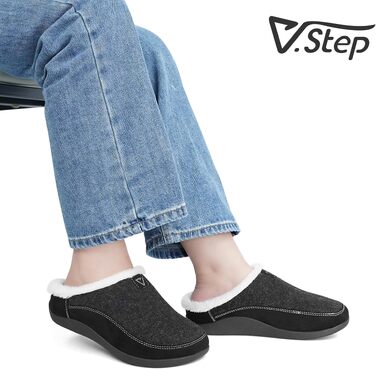 Ортопедичні домашні капці V.Step з підтримкою склепіння стопи при плантарному фасціїті, чорні, розмір 44 EU