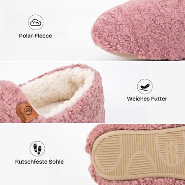 Жіночі теплі закриті капці EverFoams з ефектом пам'яті та штучним хутром, колір рожевий, розмір 38/39 EU