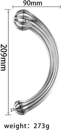 Анальний стимулятор з подвійним наконеччям для чоловіків та жінок, металевий, L, срібний