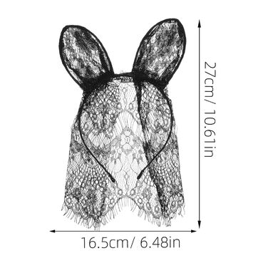 Голосний обруч з вушками кролика та мереживною маскою для жінок