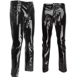 Чоловічі шкіряні штани LIXIAAOOKWEDG з високою талією, на блискавці, облягаючі, чорні. Ідеально для клубу та костюмів