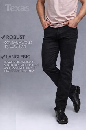 Чоловічі джинси Wrangler Texas Regular Fit Stretch — прямі денімові штани з бавовни, Black Overdye (чорний)