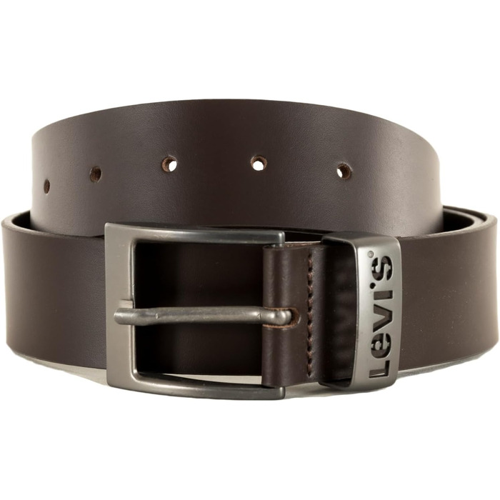Шкіряний чоловічий ремінь Levi's з логотипом та пряжкою Harness Buckle, коричневий, розмір 80