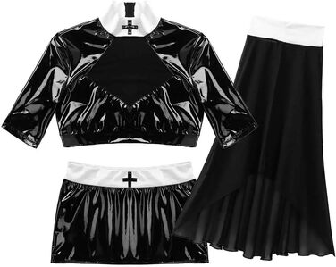 Костюм для ролевих ігор GRRKDFQ: сексуальний комплект з топом та спідницею, чорний, XXL