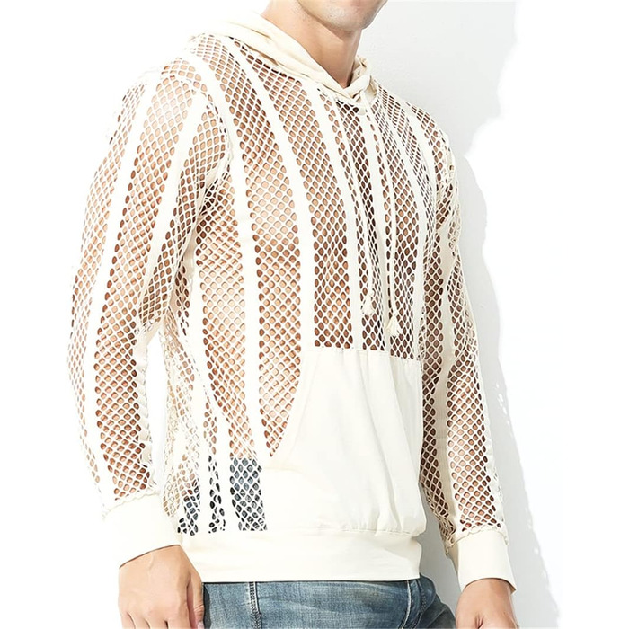 Чоловіча сітчаста сорочка Bollrllr з довгим рукавом, прозора, для вечірок та клубів, комплект з 1 шт.