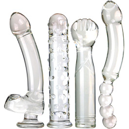 Анальний масажер Hrekssi Glas Dildo 4 шт. - скляний плуг, стимулятор G-точки, для пар, чоловіків та жінок