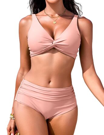 Бікіні Push-Up Damen: Роздільний купальник з ефектом пуш-ап, рожевий, розмір S. Купальник з високою талією для пляжу та басейну