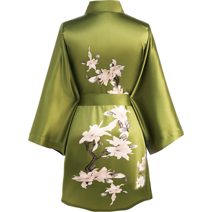 Халат жіночий літній з квітковим принтом Babeyond, сатиновий, короткий, пляжний, універсальний розмір, зелений