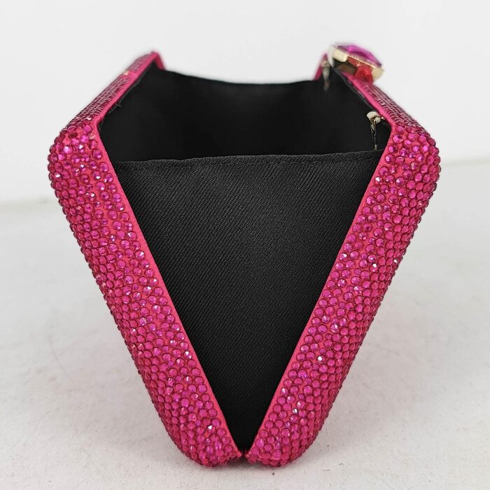 Жіночий вечірній клатч Boutique De FGG з кристалами та стразами для весіль та вечірок, міні-сумка для нареченої, колір фуксія
