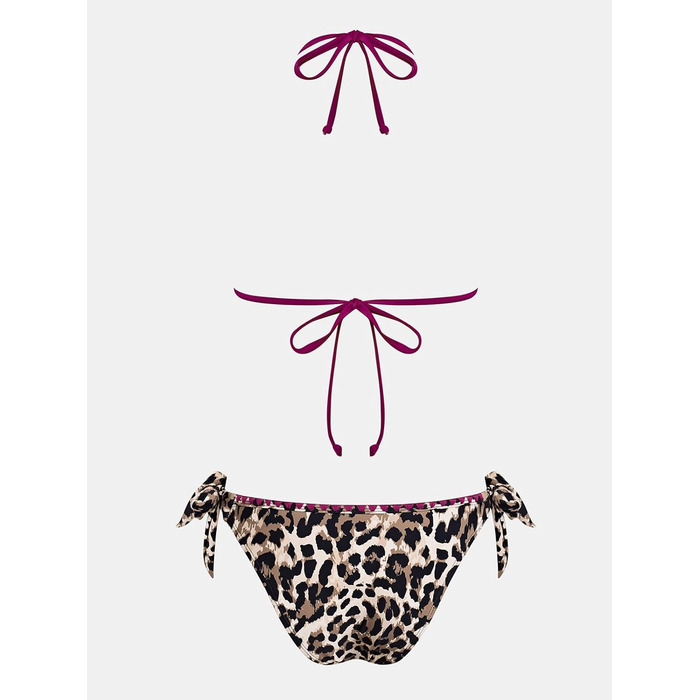 Bikini CUPSHE Daen: Комплект з трикутним топом та низькою талією, блакитний з леопардовим принтом (L)