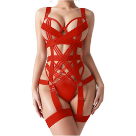 Сексуальний комплект нижньої білизни WILLBEST: мереживний бюстгальтер, топ з довгим рукавом, мереживні панчохи, мереживний боді. Ідеальний для карнавалу!