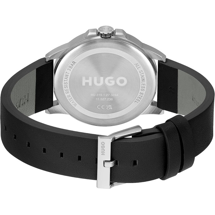 Чоловічий аналоговий кварцовий годинник HUGO First Collection зі шкіряним ремінцем, чорний