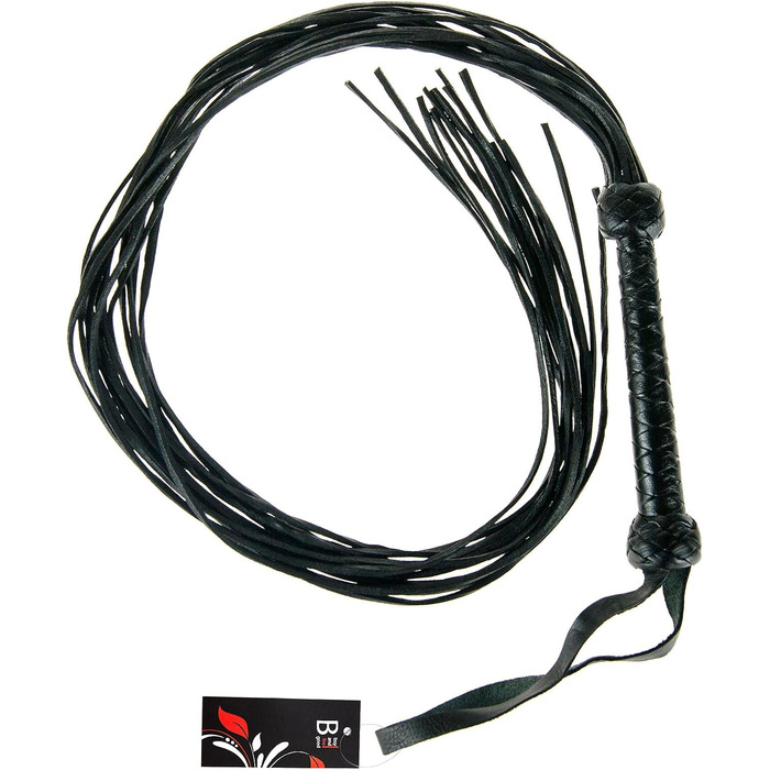 Чорна ге́ртка з преміум-шкіри буйвола, 95 см - ручної роботи, для сексу та SM