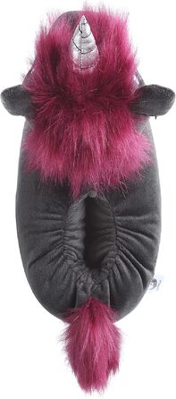 Плюшеві капці для дому corimori Ruby das Punk Einhorn (Єдиноріг), чорно-рожеві, гнумка підошва, розмір 34-44 EU