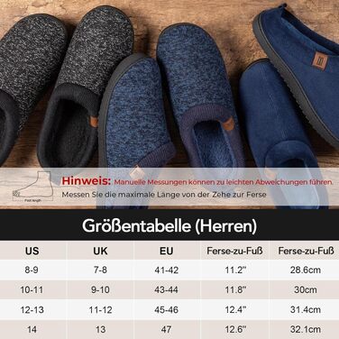 Чоловічі домашні капці MERRIMAC з ефектом пам'яті (Memory Foam), протиковзні та зручні, чорні, розмір 43/44 EU